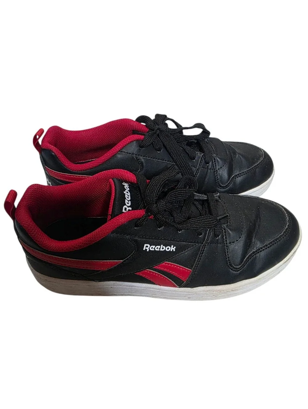 Reebok Men's/boys Low Top Lace-Up Athletic Sneakers Black/Red/White Size 7